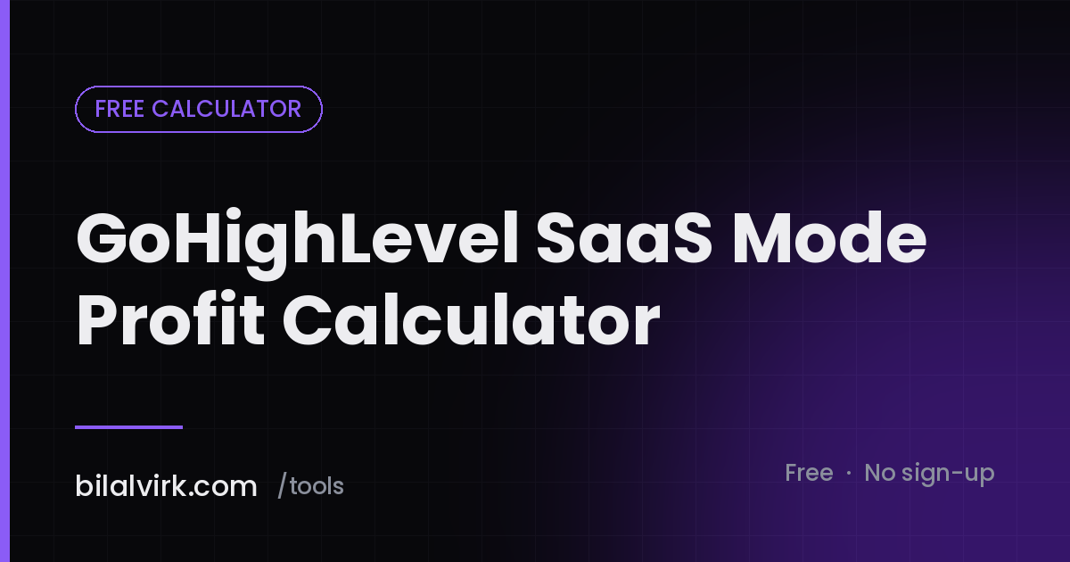 GoHighLevel SaaS Mode Profit Calculator