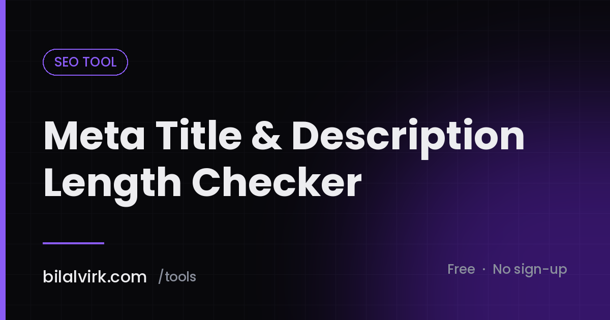 Meta Title & Description Length Checker