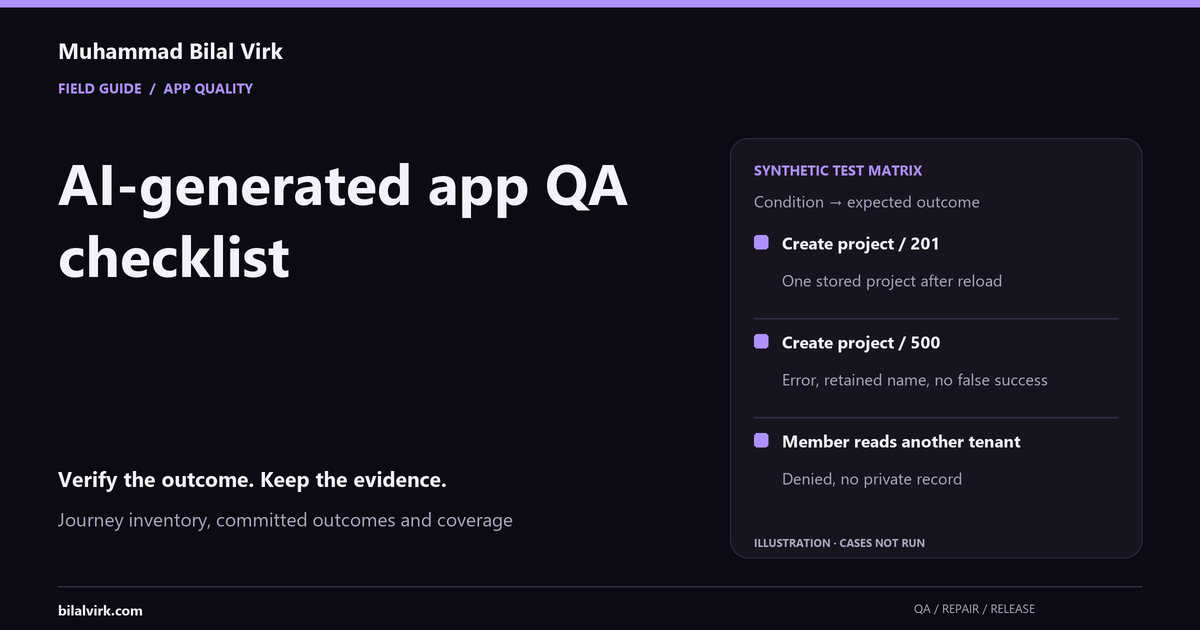AI-generated app QA checklist: test the journeys that matter